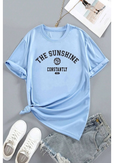 Uyguntarz Unisex The Sunshine Baskılı Tasarım Tshirt Bebe Mavisi