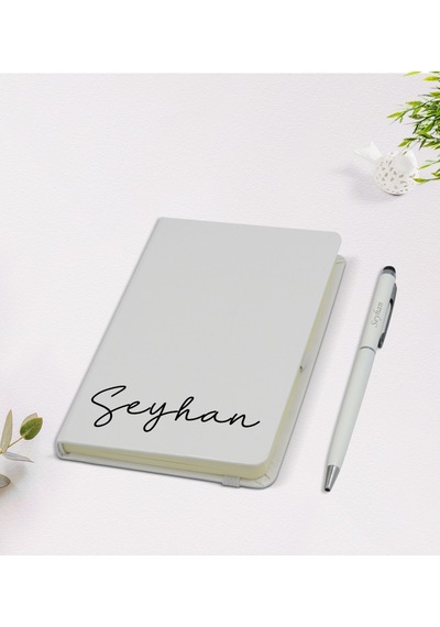 Kişiye Özel El Yazısı Tasarımlı 9X14Cm Beyaz Defter Ve Kalem Hedi N11.1647