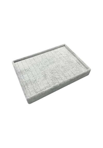 Yerli Üretim Küçük Boy Süet Kumaş Gri Renk 24/17,5 Cm Batırmalı Yüzük Küpe Tablası Çok Renkli