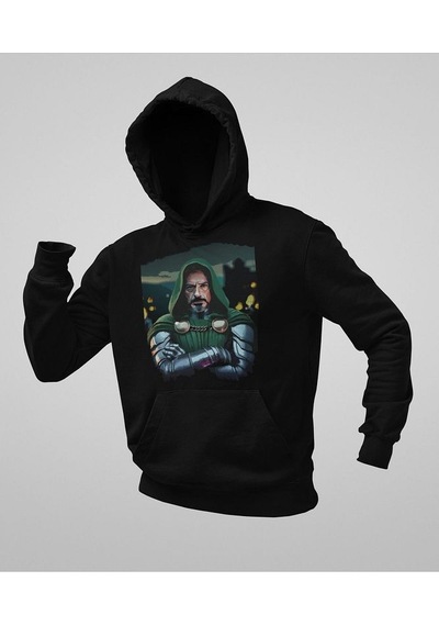 Sevbano 2026 Doctor Doomsday Baskılı Unisex Oversize Marvel Hoodie Siyah