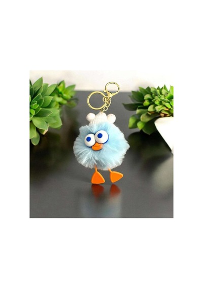Peluş Ördek Anahtarlık Ve Çanta Aksesuarı - Mavi Beyaz Beyaz