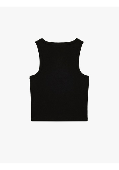 Koton Slim Fit Bisiklet Yaka Fitilli Kolsuz Atlet Siyah 6sal30051ık Siyah