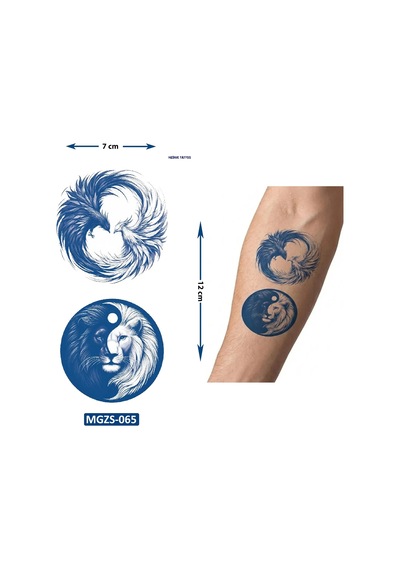 Anka Aslan Ying Yang Geçici Dövme Yarı Kalıcı Aylık Yapıştırma Dövme