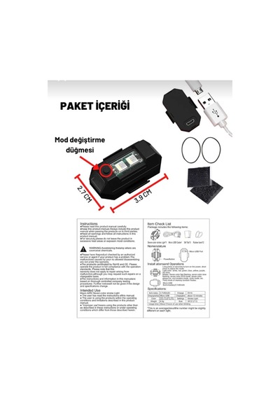 1 Adet Şarjlı Mini Led Işık/çakar Led/drone Işığı/anti Çarpışma Uyarı Işığı Siyah