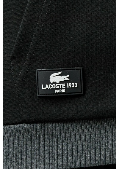 Lacoste Mens Full Zip Slim Fit Hoodie Erkek Slim Fit Kapüşonlu Sweatshirt Siyah Siyah - Gri