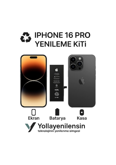 Apple Uyumlu iPhone 16 Pro Kiti Ekran + Batarya + Arka Kasa e Eş Değer Kalite Parçalar