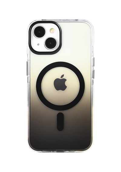 Apple Uyumlu iPhone 13 Kılıf Kablosuz Şarj Özellikli Şeffaf Transparan Renk Geçişli Toros Kapak Siyah