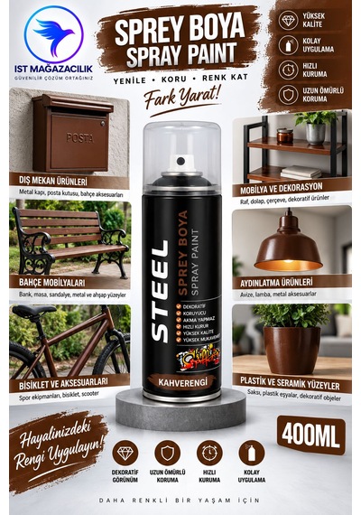 İst Steel Sprey Boya Kahverengi 400 Ml 12 Kahverengi