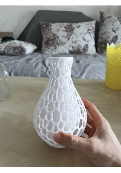 Alvera Petek Dokulu Vazo 3d Baskı Delikli Dekoratif Vazo-beyaz