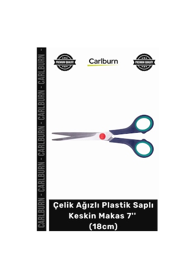 Makas Kalite C2007 Çelik Ağızlı Plastik Saplı Keskin Kumaş Kağıt Terzi Taksun Makas 7'' 18cm