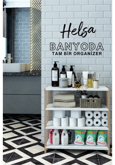 Helsa Beyaz Ahşap 4 Katlı Çiçeklik, Saksılık, Çiçek Standı, Dekoratif Raf - Çok Amaçlı Kullanım Beyaz - 663059929 Beyaz