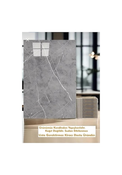 Ukab Dekor 20 Adet 30x60 Cm Gri Mermer Desenli Kendinden Yapışkanlı Esnek Köpük Pvc Panel Gri 30 X 60