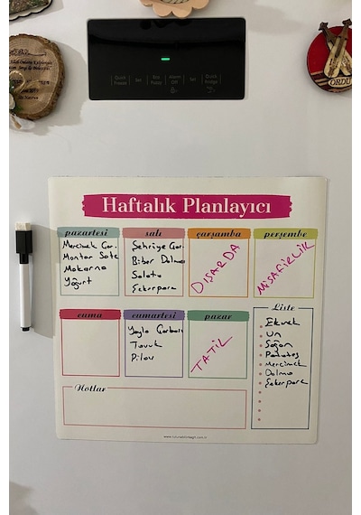 Haftalık Menü Planlayıcı Magnet Mıknatıslı Yazı Tahtası Buzdolabı (538426067)