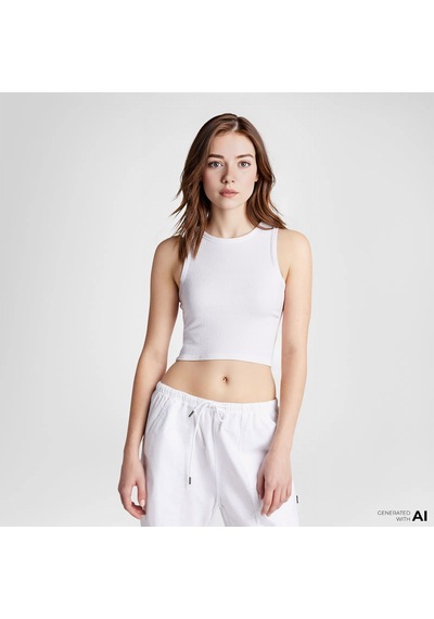 Converse Ribbed Knit Kadın Beyaz T-shirt10027772