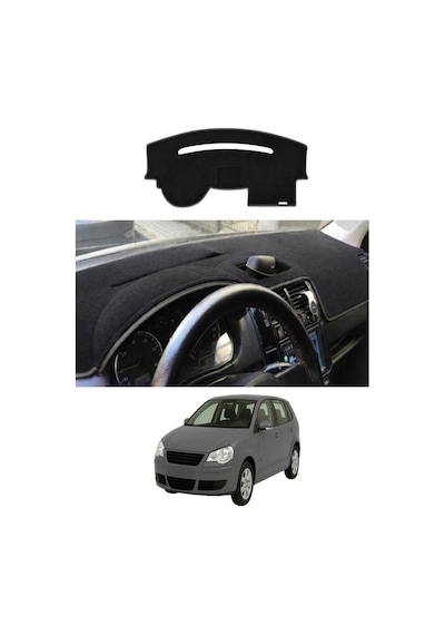 Volkswagen - Polo Cukurlu Gogus 2001-2009 Uyumlu Torpido Koruma Kılıfı - Gri Şeritli