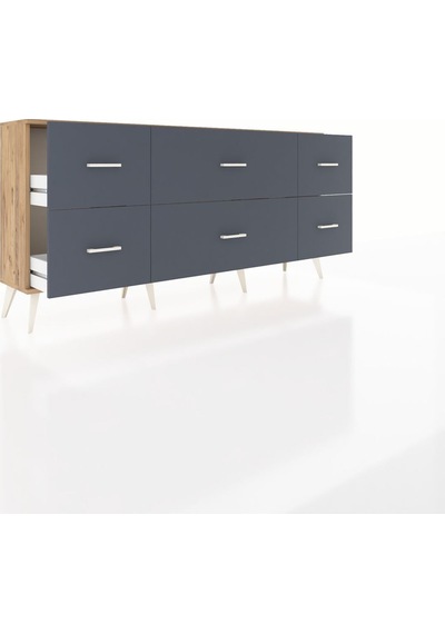 Arges Konsol 6 Çekmeceli 176x30x83 Çam-çam/antrasit Çam/antrasit Arges Konsol 6 Çekmeceli 176x30x83 Çam-çam/antrasit Çam/antrasit