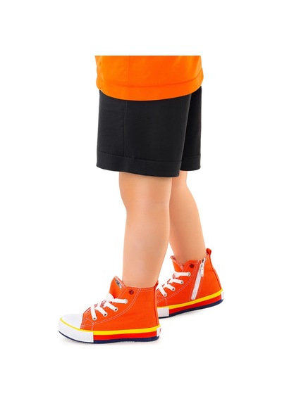 Kiko Kids Tinna Bağcıklı Erkek Çocuk Boğazlı Keten Spor Ayakkabı Turuncu