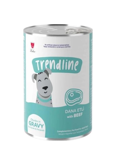 Trendline Sos İçerisinde Et Parçacıklı Dana Etli Yetişkin Köpek Konservesi 400 Gr