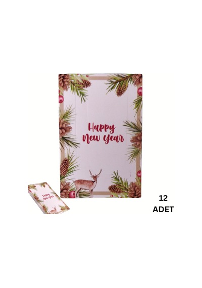 Yılbaşı Happy New Year Tebrik Kartı, Yeniyıl Temalı Hediye, Not K