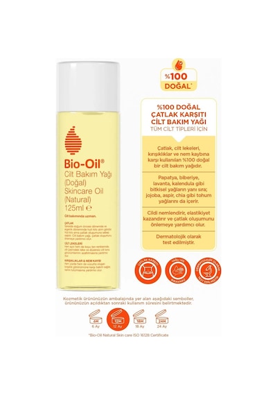 Bio Oil %100 Natural Çatlak Karşıtı & Leke Karşıtı Nemlendirici Doğal Cilt Bakım Yağı 125 ML