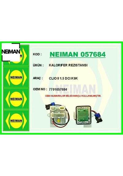 Kalorıfer Rezıstansı Clıo Iı 1.5 Dcı K9k 7701057684