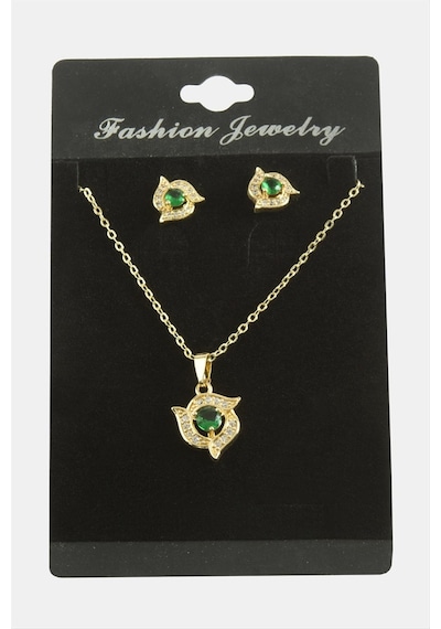 Ilkeshop Çiçek Zirkon Taşlı Set Kolye-yeşil Çok renkli 71591478