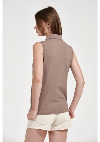 Kadın Regular Fit Kolsuz Polo Vizon