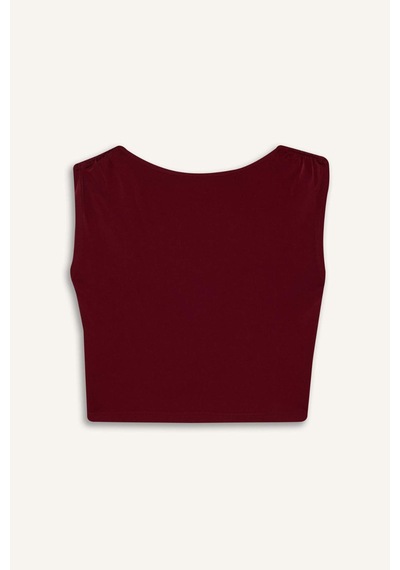 DeFacto Fitted Bisiklet Yaka Kısa Kollu Bordo Tişört E3150AX24WNBR248 Bordo