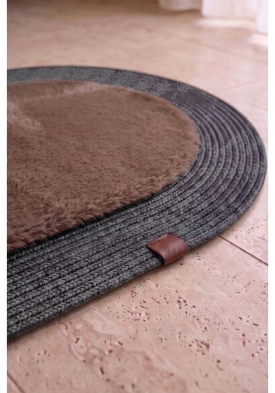 Banyo Paspası Takımı 60x100+40x60 Cm Düz Mouss Kahve & Antrasit Gri
