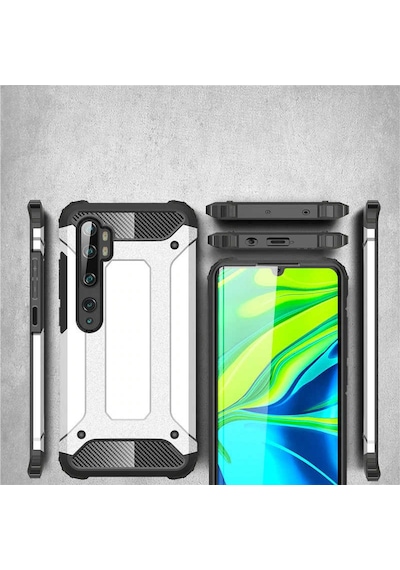 Kilifone - Xiaomi Mi Note 10 Lite Uyumlu - Kılıf Çift Katman Koruyucu Crash Military Tank Kılıf - Mavi Mavi