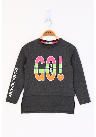Toontoy Kids Toontoy Kız Çocuk Letis Go Baskılı Tişört Antrasit