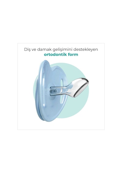 Mamajoo Ortodontik Emzik Seti 6 Ay+ Powder Blue | İkili, Silikon, Damaklı | Sterilizasyon & Saklama Kabı