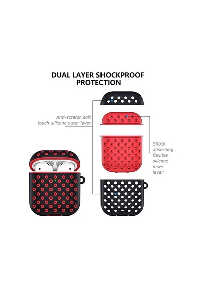 Airpods 1/2 Nesil Delikli Spor Premium Silikon Kılıf + Karabina Klipsli, Tam Koruma Ve Stil Sunan Ergonomik Tasarım Zeytin Yeşili-siyah