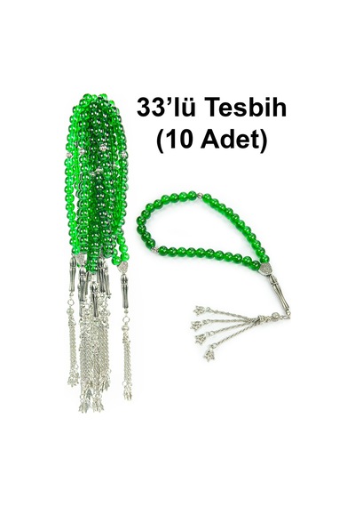 10 Adet 33lü Hac Umre Hediyelik Tesbih - Yeşil