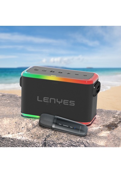 Lenyes S834 Rgb Led Işıklı Bluetooth Speaker Hoparlör Ve Karaoke Bluetooth Mikrofon Siyah