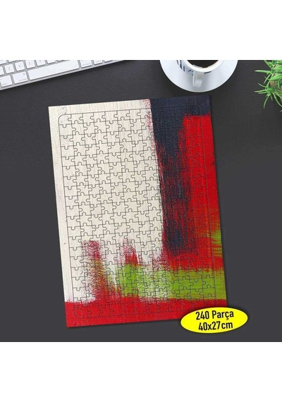 Beyaz Kırmızı Siyah Boya Deseni 240 Parça Puzzle Yapboz-71857392