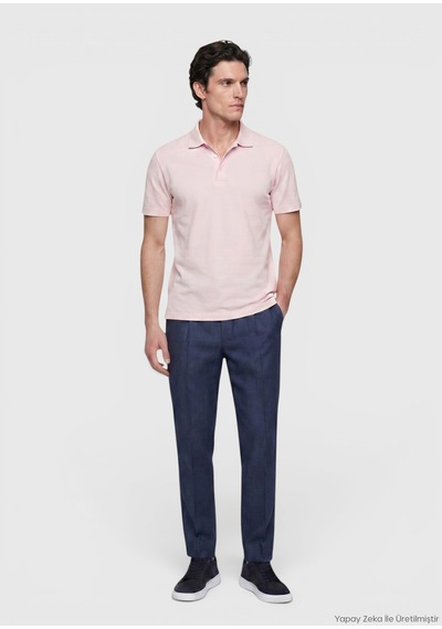 Ramsey Pembe Düz %100 Pamuk T-shirt