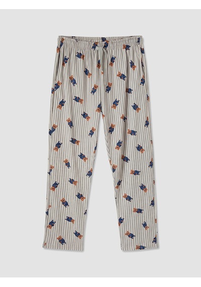 Lc Waikiki Lc Waıkıkı Bej Regular Fit Teddy Baskılı Erkek Pijama Takım