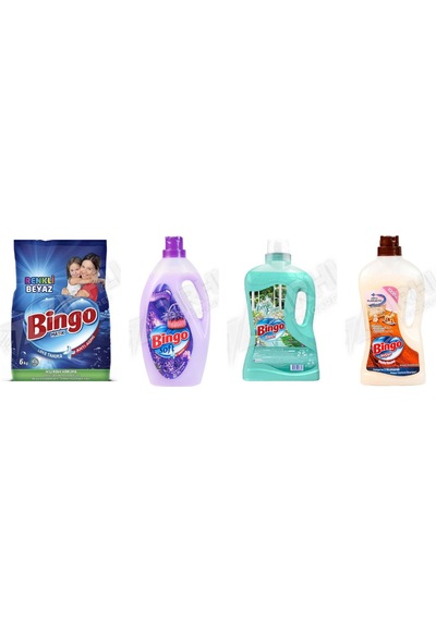 Bingo Tüm Renkler Deterjan 6 Kg+ Soft Yumuşatıcı 3l + Yüzey Tem. Fresh 2.5 Lt + Ahşap Tem. 1 L 4'lü Set Diğer