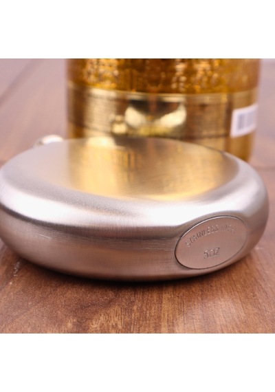 Perlotus 5 Oz 150 Cc Hunili Çelik Viski Yuvarlak İçki Cep Matarası Gri