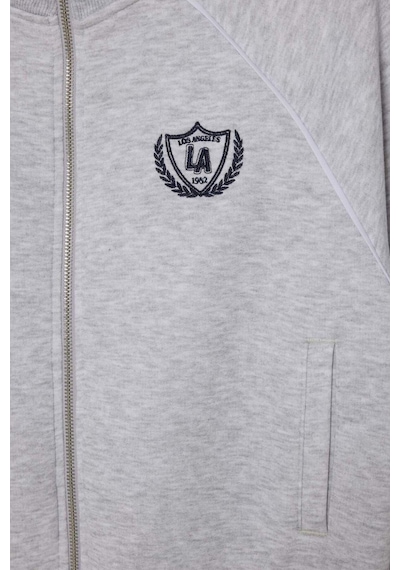 Defacto Loose Fıt Baskılı Fermuarlı Sweatshirt G8117ax26spgr256 Gri-gr256