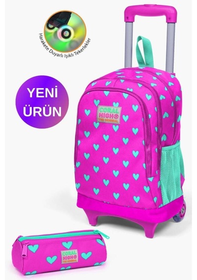 Neon Pembe Su Yeşili Kalp Çok Renkli