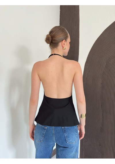 Verymoda Pullu Askılı Bluz D3079 Siyah Gümüş