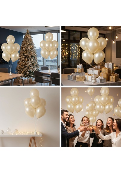 10 Adet Krem Parıltılı Metalik Balonlar Parti & Kutlama Paketi Diğer