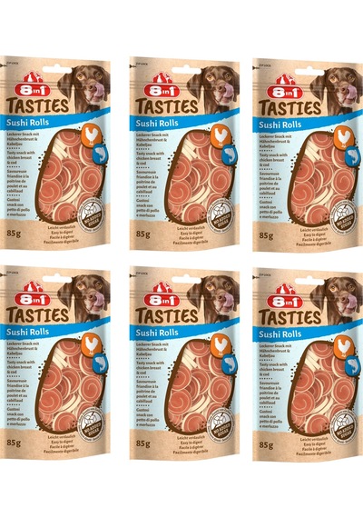 8in1 Tasties Sushi Rolls Tavuk Ve Balıklı Köpek Ödülü 85 Gr. X 6 Adet