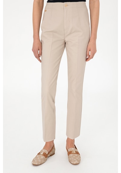 U.S. Polo Assn.  Kadın Taş Slim Flare Cropped Fit Kanvas Pantolon 50301156-VR049