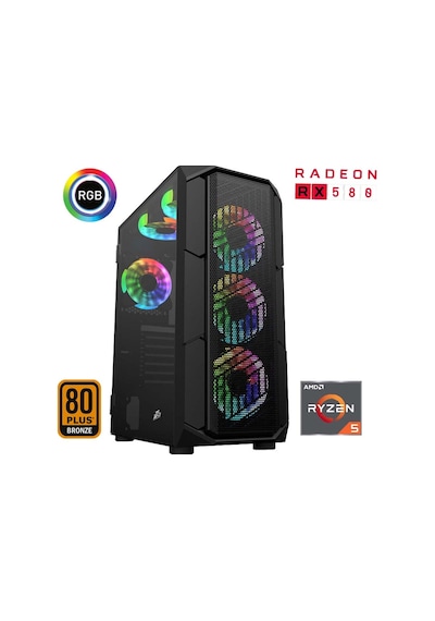 Xaser XSR467 R5-5600 16 GB 512 GB M.2 NVMe SSD 8 GB RX580 24" Free Dos Masaüstü Oyuncu Bilgisayarı