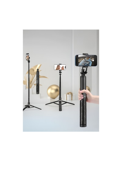 Uzaktan Kumandalı 156 Cm Alüminyum Tripod Ve Selfie Çubuğu Telefon, Kamera, Işık Ve Gopro Uyumlu
