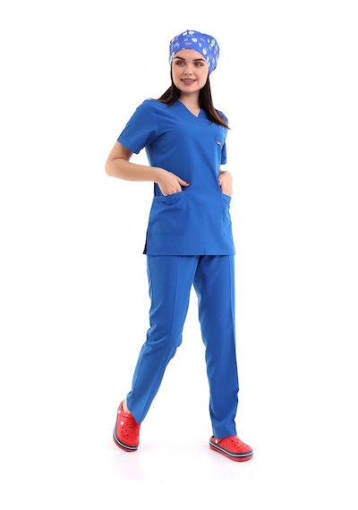 Zarf Yaka Kadın Takım - 56 Saks Mavi-5853-56 Saks Mavi