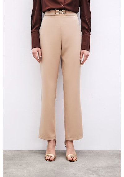 Sateen Aksesuar Detaylı Pantolon - Camel